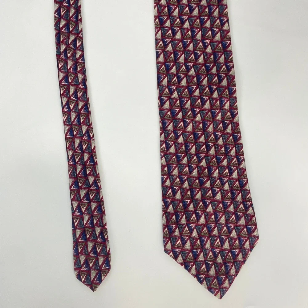 Christian Dior Monsieur Silk Tie Vintage Abstract Triangle Print Geometric Retro